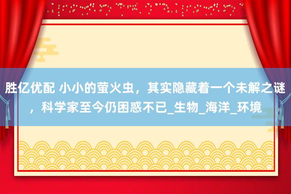 胜亿优配 小小的萤火虫，其实隐藏着一个未解之谜，科学家至今仍困惑不已_生物_海洋_环境