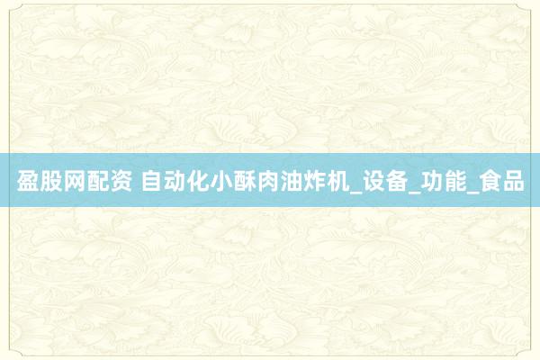 盈股网配资 自动化小酥肉油炸机_设备_功能_食品