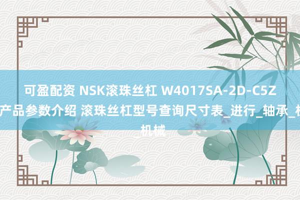 可盈配资 NSK滚珠丝杠 W4017SA-2D-C5Z10 产品参数介绍 滚珠丝杠型号查询尺寸表_进行_轴承_机械