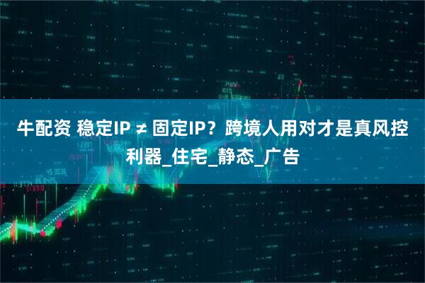牛配资 稳定IP ≠ 固定IP？跨境人用对才是真风控利器_住宅_静态_广告